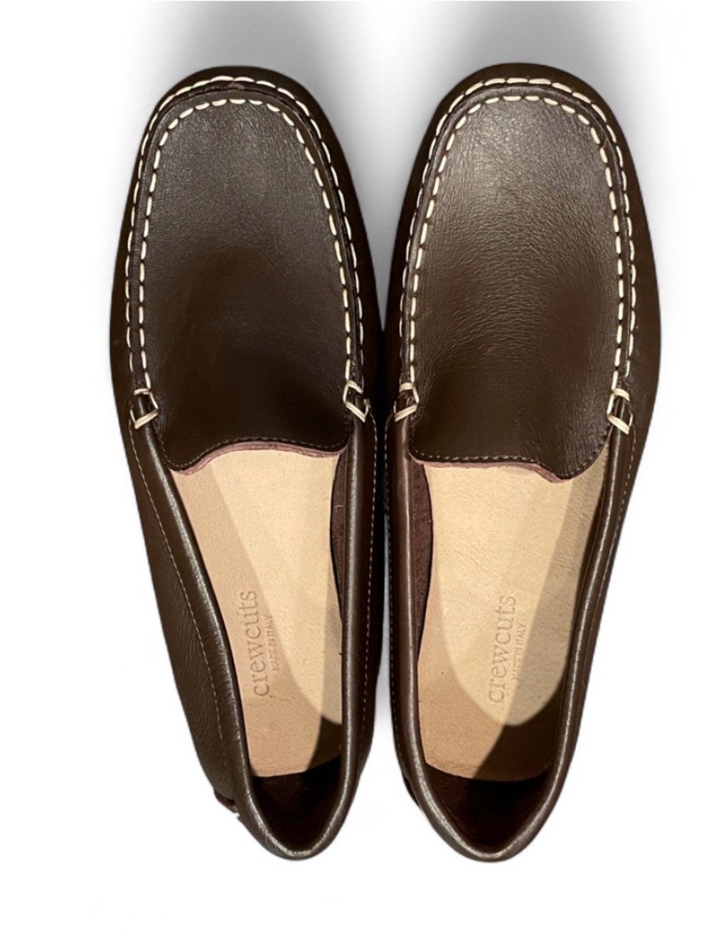 NEW Crewcuts Brown Leather Moccasin Loafers Boys Size 3